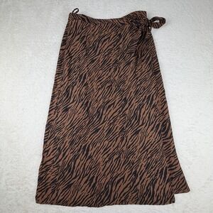 Urban Romantics Tiger Print Wrap Skirt NWT Brown Black Rayon Midi Boho Y2K Sz